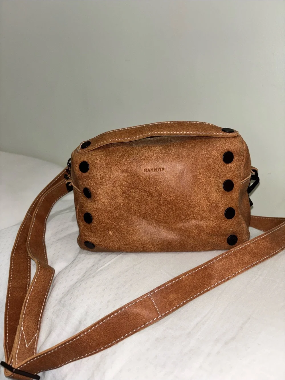 Hammitt Tan Suede Crossbody with Black Stud Accents
